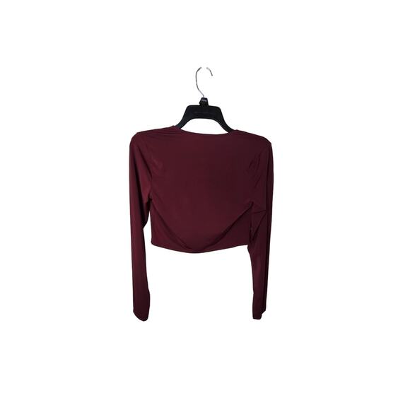 Open Edit NWT Crop Top Size Small slouchy cowl neckline Burgundy - Picture 2 of 9
